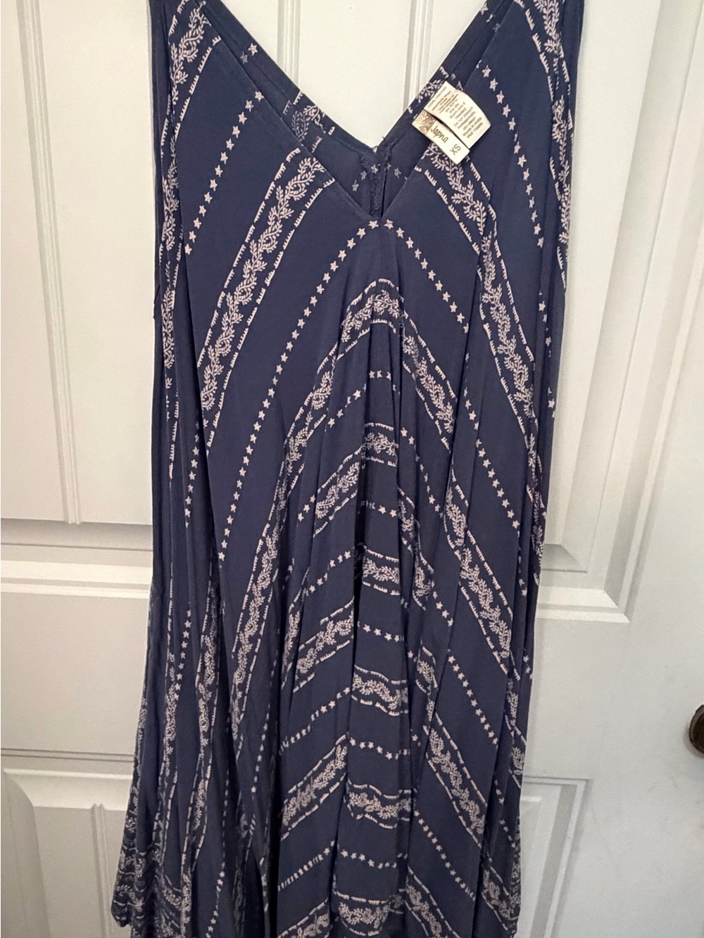 Navy Patterned Assymmetrical Romper